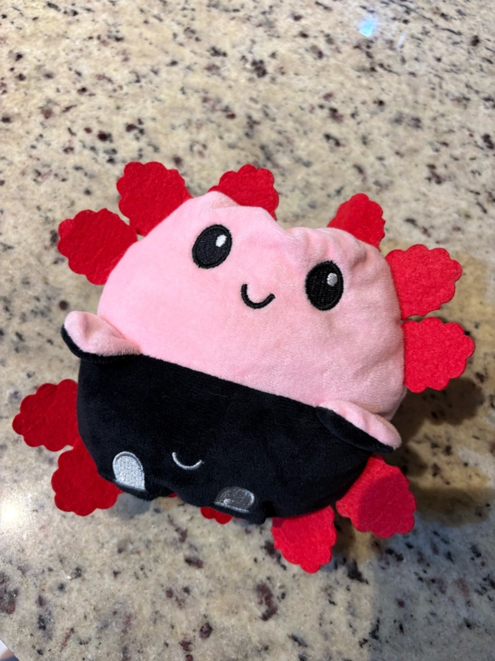 Plush Pink and Black Axolotl Stuffed Peek-A-Boo Toy